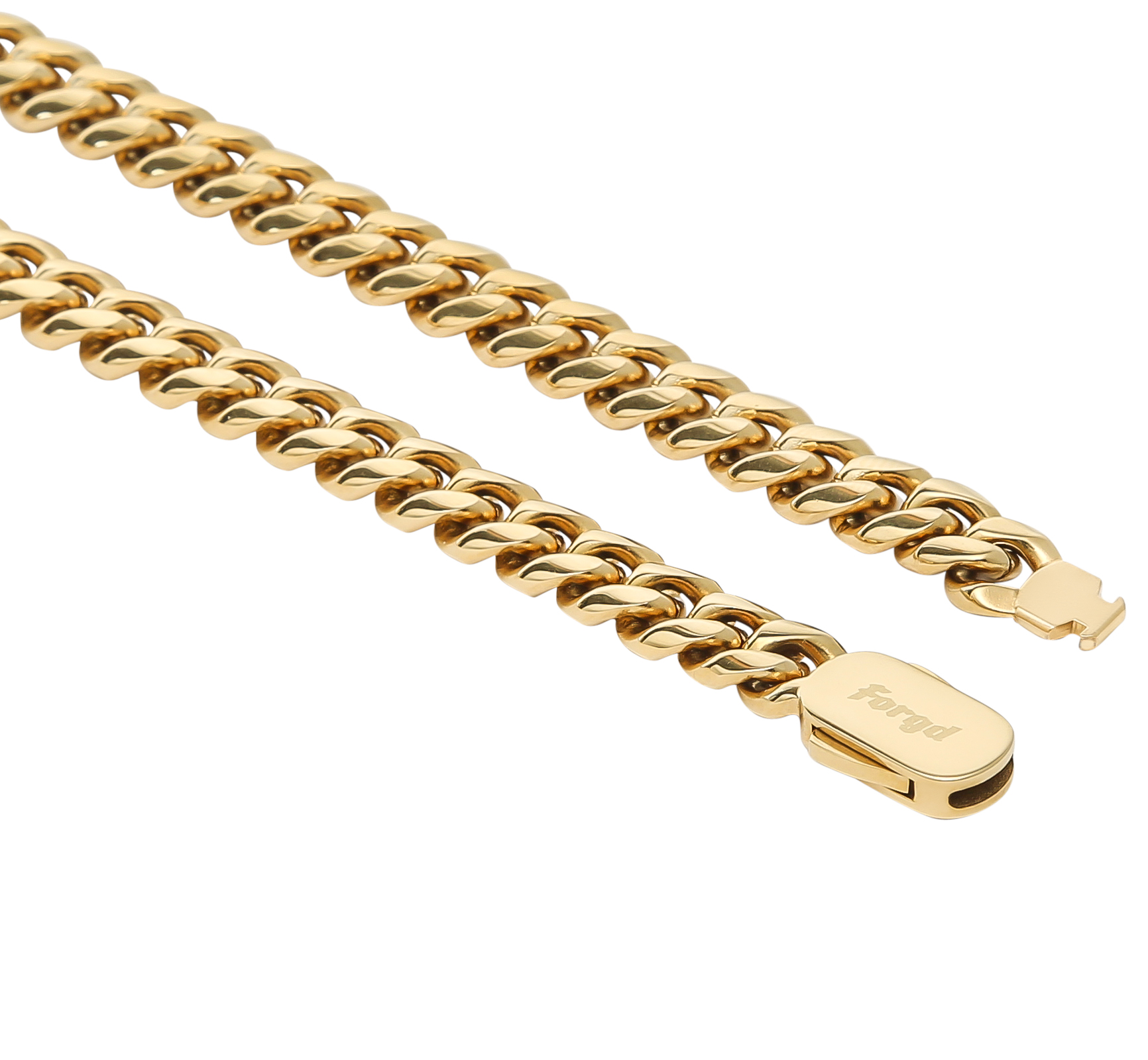 FORGD signature clasp — 18K gold, engraved